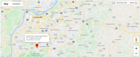 a screenshot of a google map with a red dot on it